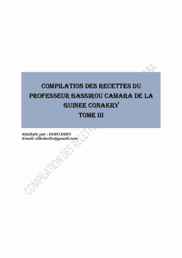 COMPILATION DES RECETTES DU PROFESSEUR BASSIROU