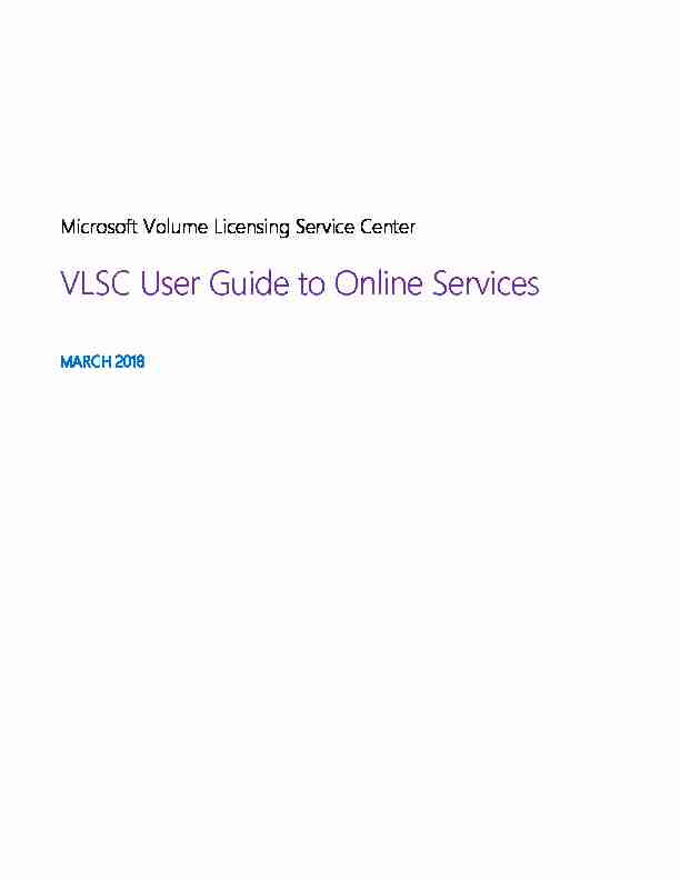 VLSC User Guide to Online Services