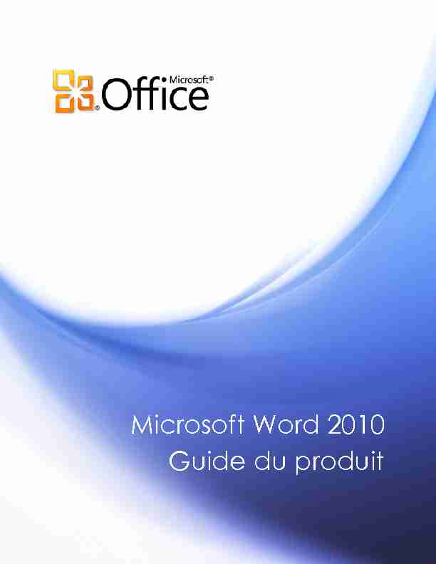 Microsoft Word 2010 Guide du produit