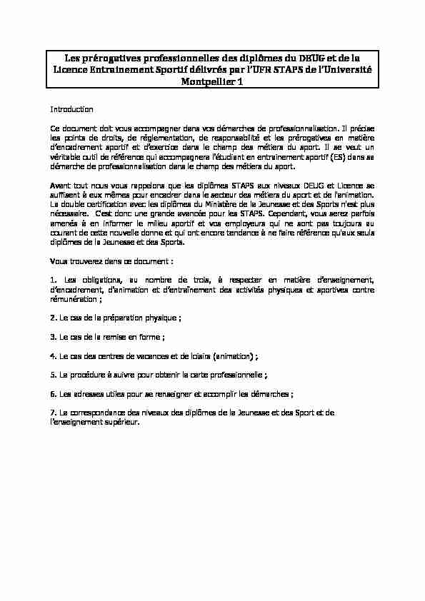 [PDF] Les prérogatives professionnelles des diplômes du DEUG et de la
