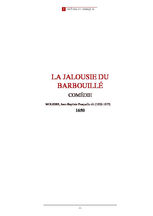 [PDF] LA JALOUSIE DU BARBOUILLÉ COMÉDIE - Théâtre classique