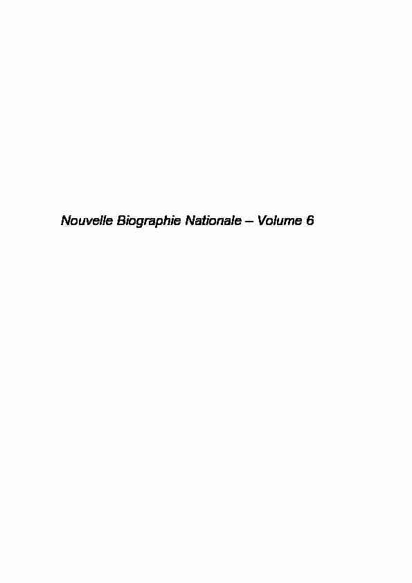 Nouvelle Biographie Nationale – Volume 6