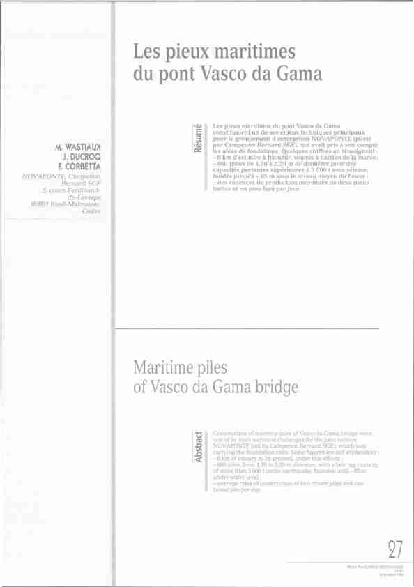 Les pieux maritimes du pont Vasco da Gama