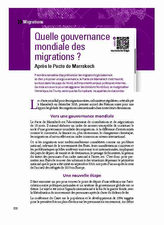 Quelle gouvernance mondiale des migrations ?