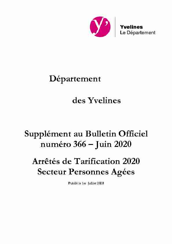 Département des Yvelines Supplément au Bulletin Officiel numéro