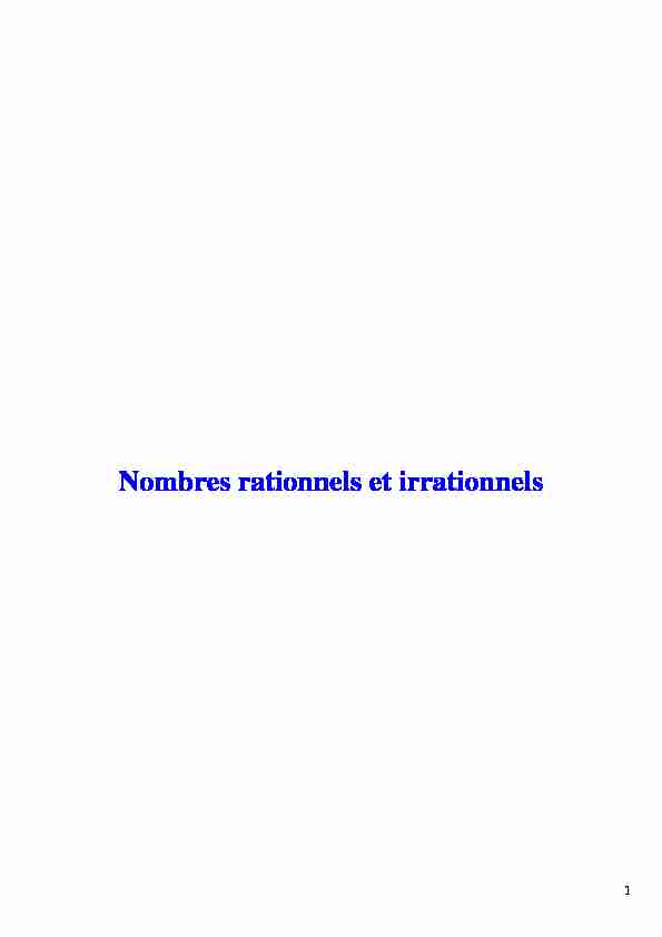 Nombres rationnels et irrationnels