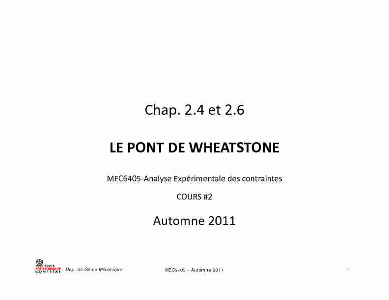 [PDF] Chap 24 et 26 LE PONT DE WHEATSTONE