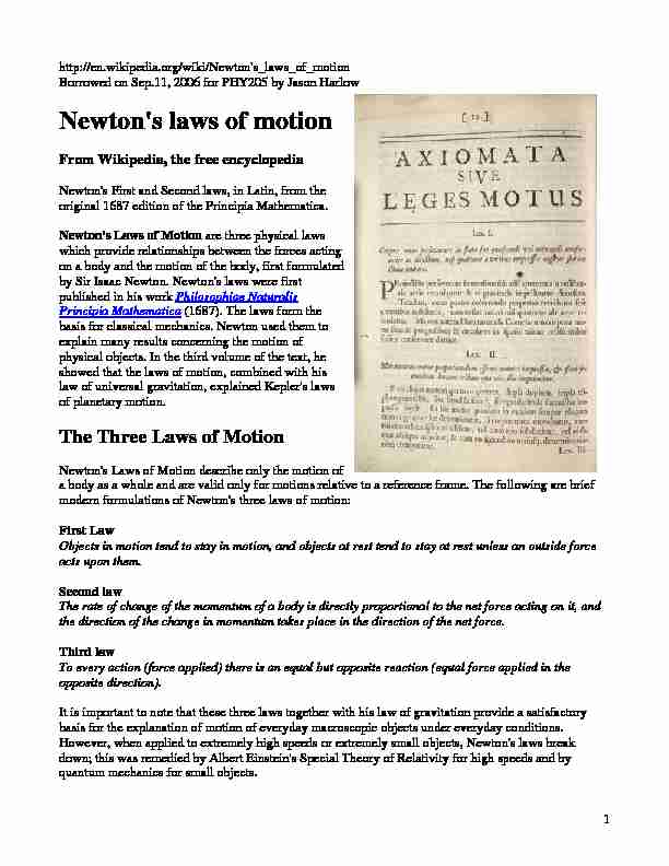 Newtons laws of motion - University of Toronto