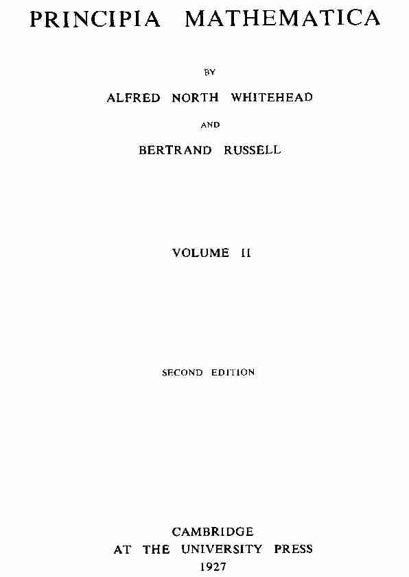 [PDF] Alfred North Whitehead & Bertrand Russell - Principia Mathematica