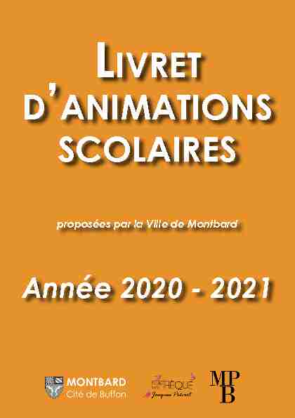 Livret danimations scolaire 2020-2021 - Montbard