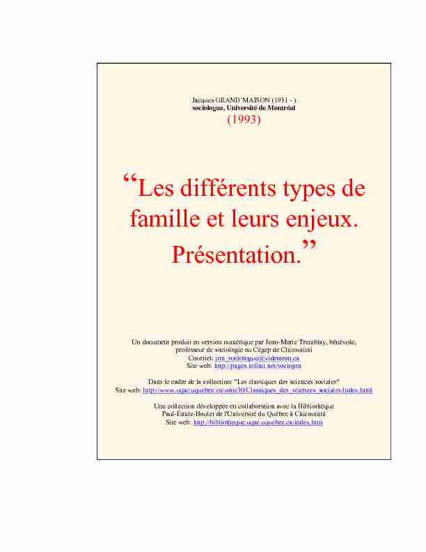[PDF] “Les différents types de famille et leurs enjeux  - Psychaanalyse
