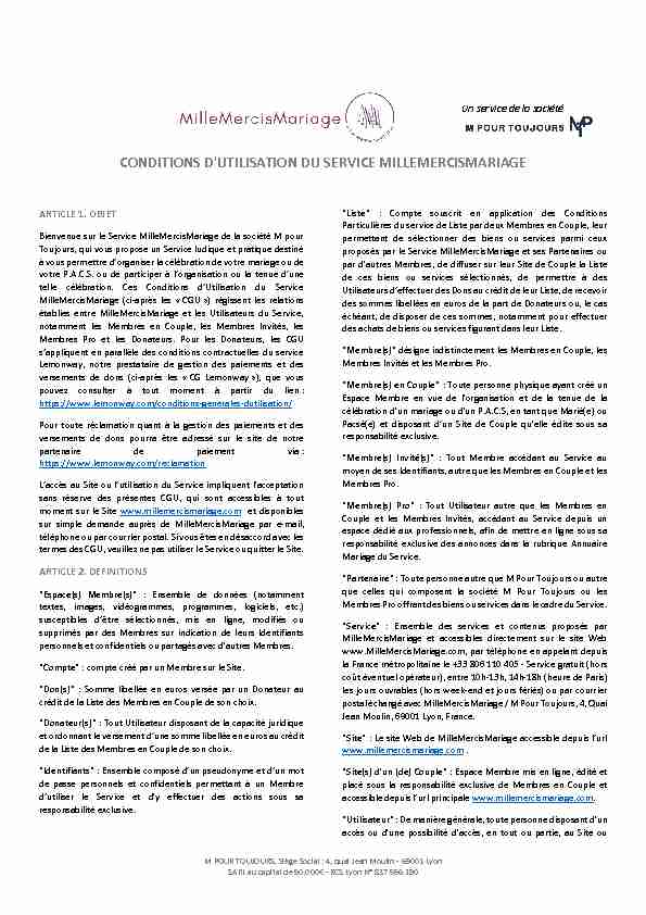 [PDF] CONDITIONS DUTILISATION DU SERVICE MILLEMERCISMARIAGE