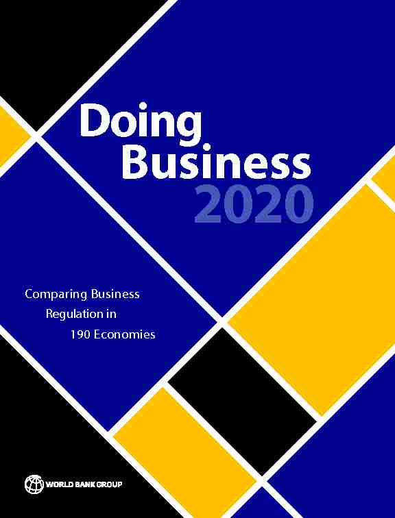 Doing Business 2020: Comparing Business Regulation in 190