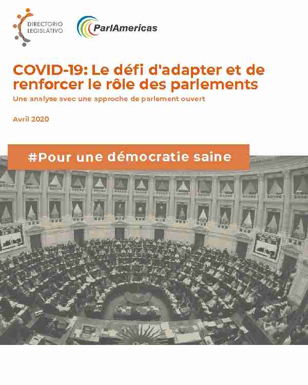 COVID-19: Le défi dadapter et de renforcer le rôle des parlements