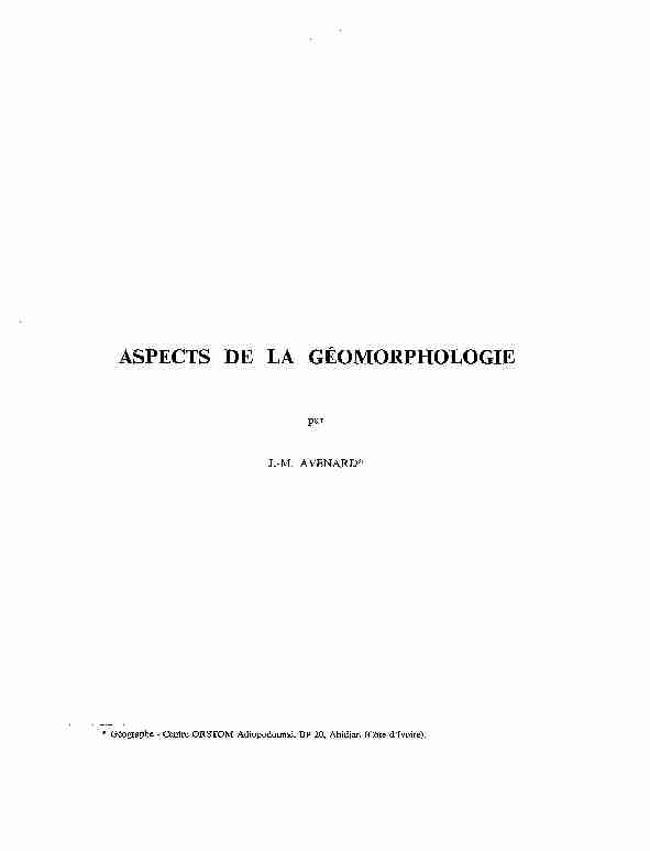 [PDF] Aspects de la géomorphologie - Horizon IRD