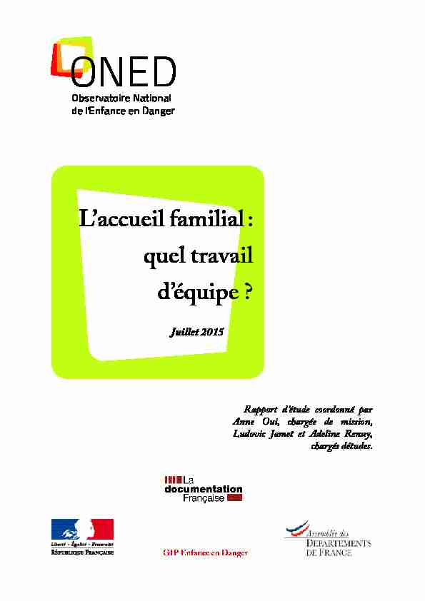 [PDF] Laccueil familial : quel travail déquipe ? - ONPE