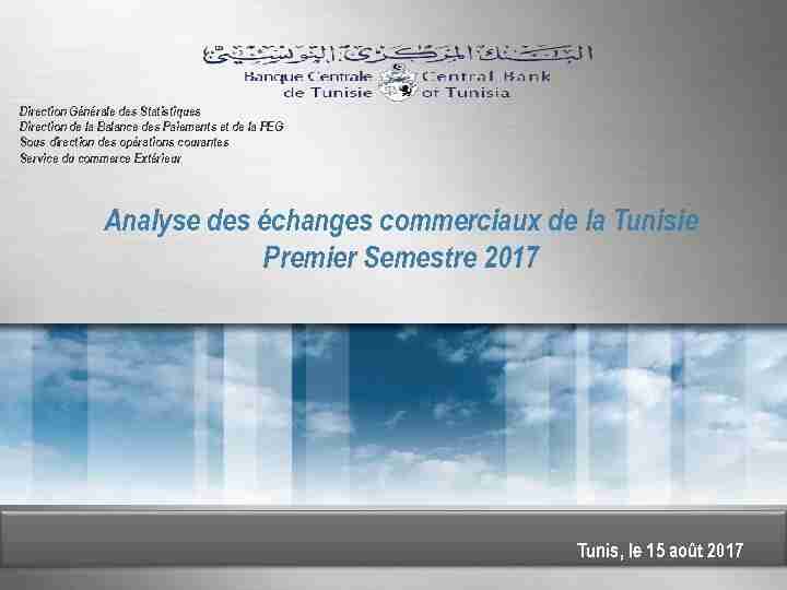 Analyse des échanges commerciaux de la Tunisie Premier