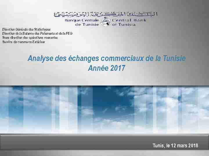 Analyse des échanges commerciaux de la Tunisie Année 2017
