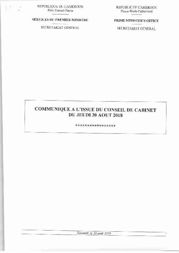[PDF] COMMUNIQUE CC 30_08_2018pdf - Services du Premier Ministre