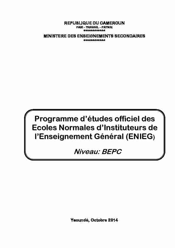 [PDF] Programme détudes officiel des Ecoles Normales dInstituteurs de l