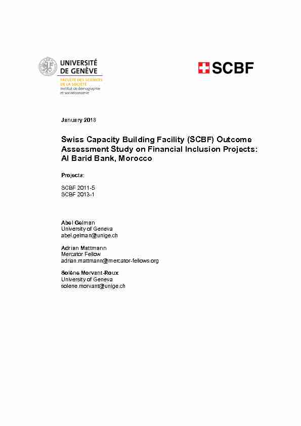 Swiss Capacity Building Facility (SCBF) Outcome Assessment Study