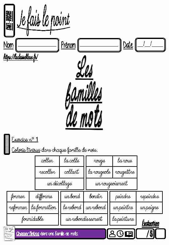 [PDF] Les familles de mots CM1  laclassebleue