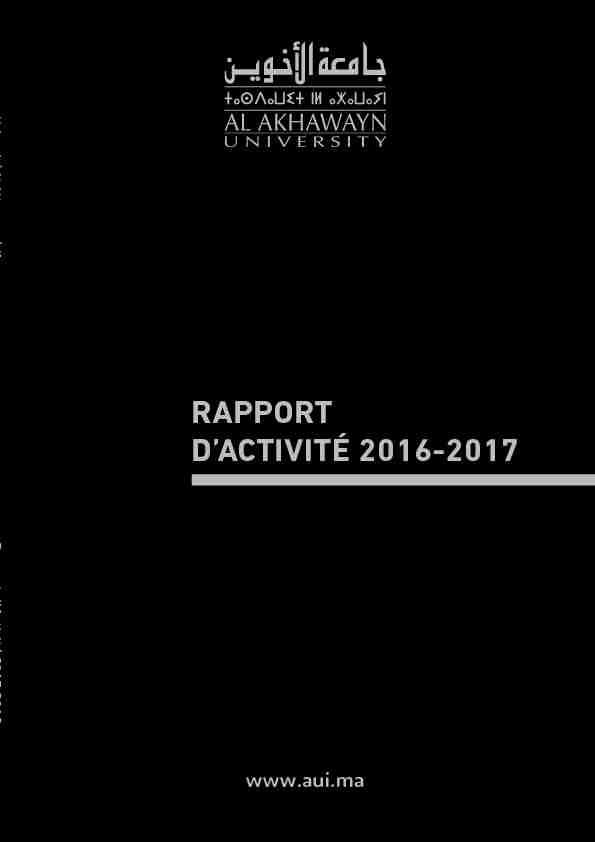 RAPPORT DACTIVITÉ 2016-2017