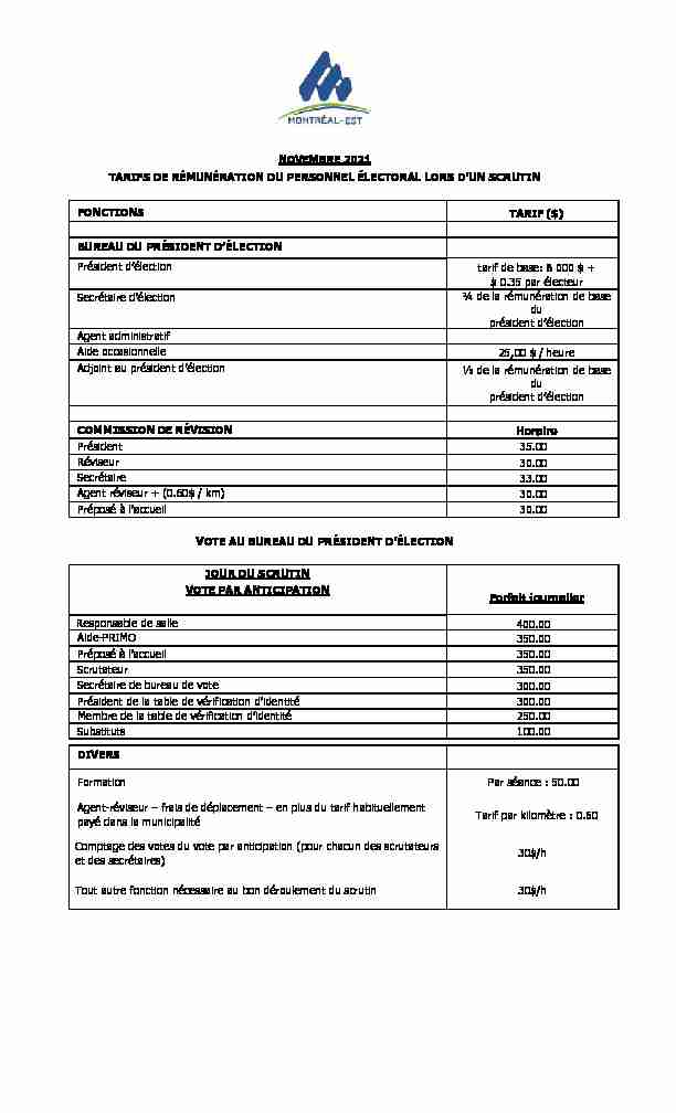 [PDF] Remuneration-du-personnel-electoral-2021pdf - Ville de Montréal-Est