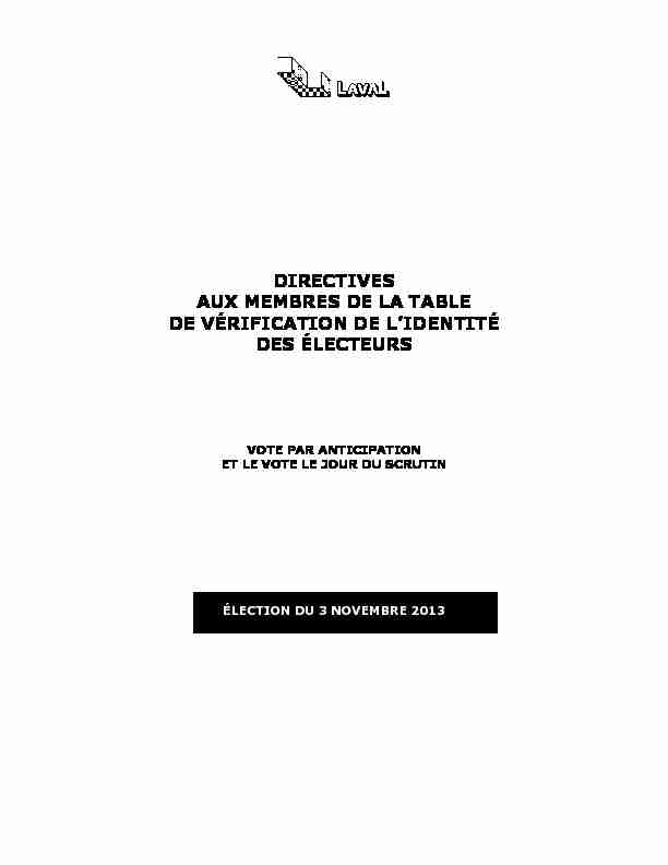 [PDF] DIRECTIVES AUX MEMBRES DE LA TABLE DE VÉRIFICATION DE