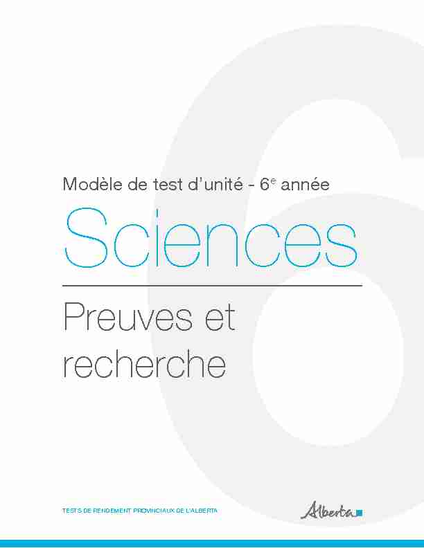 Sciences 6e année - Test de pratique - Preuves et recherche