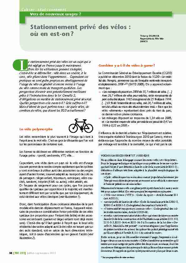 [PDF] Stationnement privé des vélos : où en est-on ? - SARECO