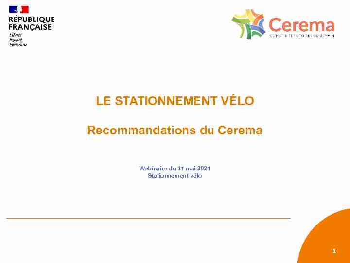 [PDF] LE STATIONNEMENT VÉLO Recommandations du Cerema - Drieat