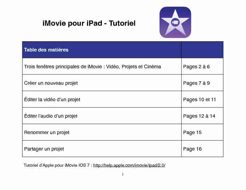 iMovie pour iPad - Tutoriel