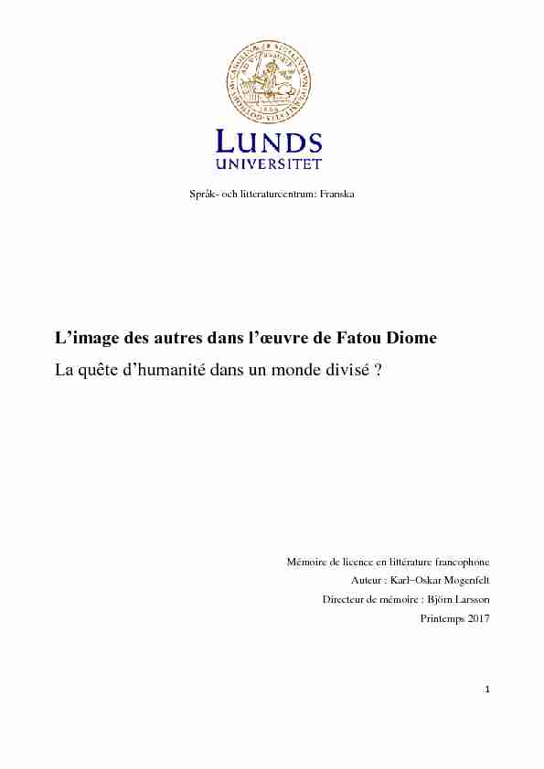 [PDF] Limage des autres dans lœuvre de Fatou Diome La quête d