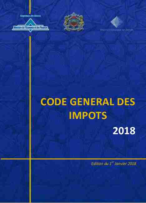 2018 CODE GENERAL DES IMPOTS