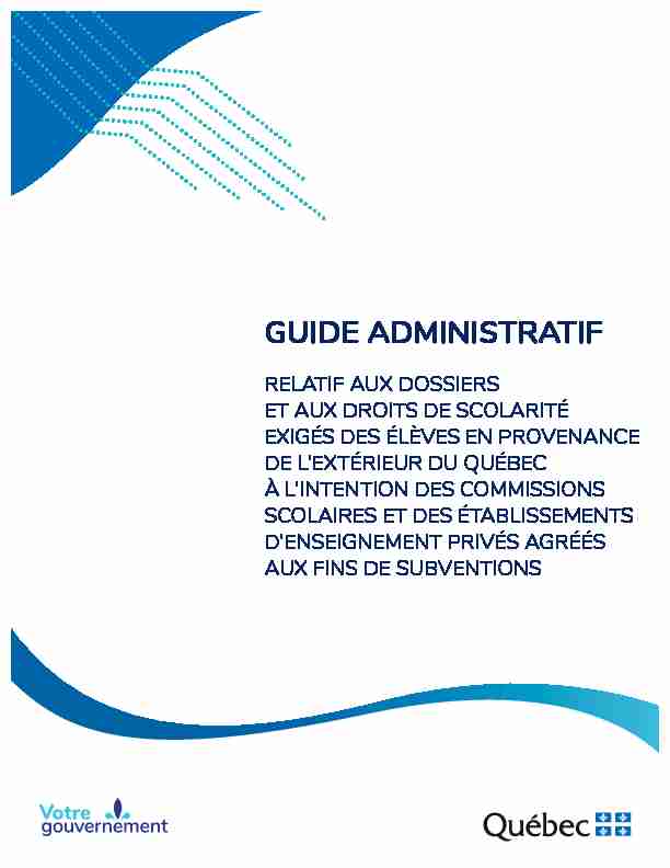 Guide administratif relatif aux dossiers et aux droits de scolarité