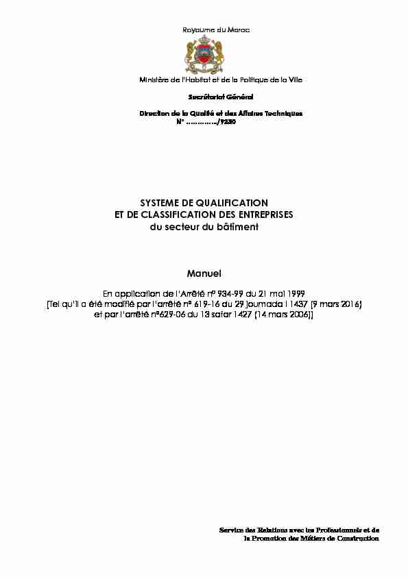 [PDF] SYSTEME DE QUALIFICATION ET DE CLASSIFICATION