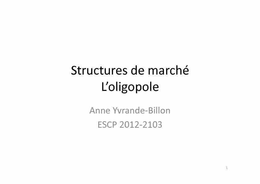 Structures de marché Loligopole