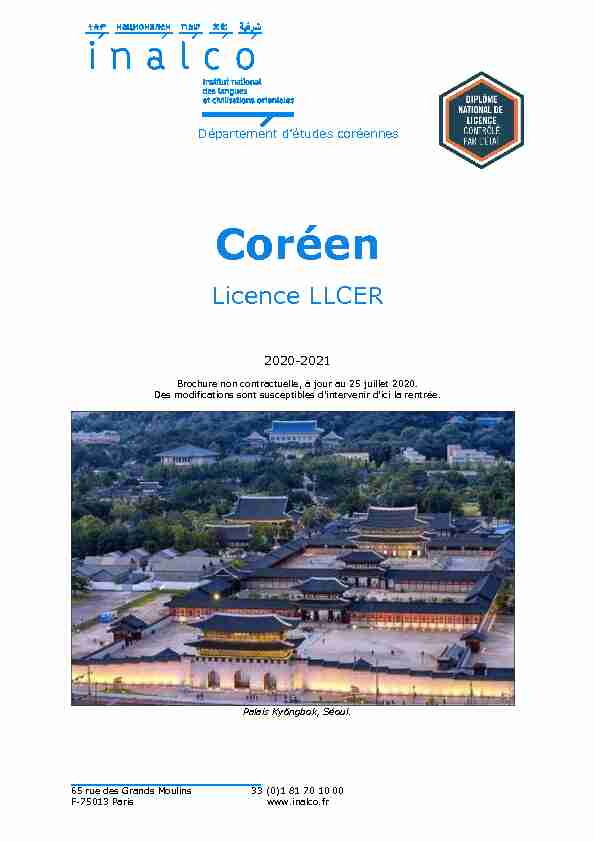 Coréen - Licence LLCER