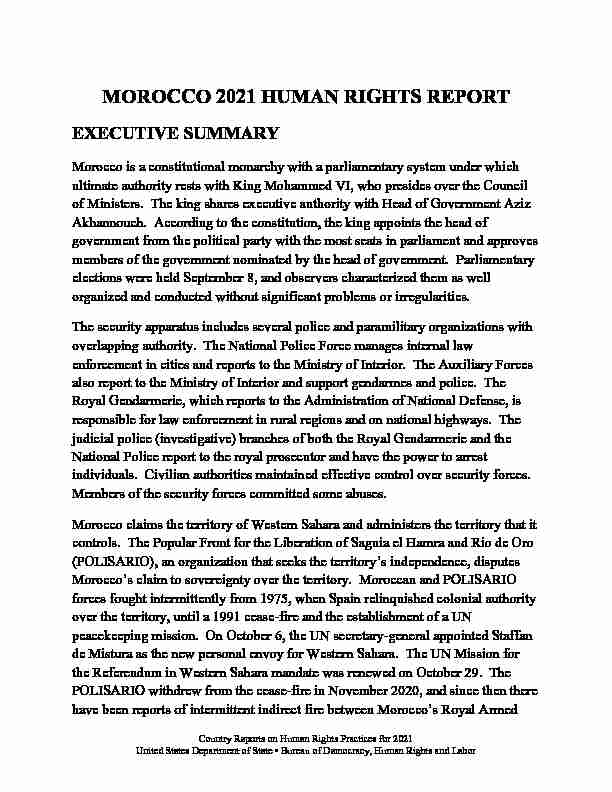 morocco 2021 human rights report - executive summary