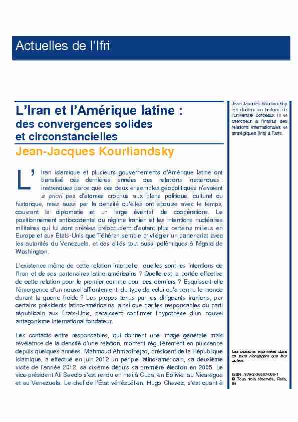 LIran et lAmérique latine : Actuelles de lIfri
