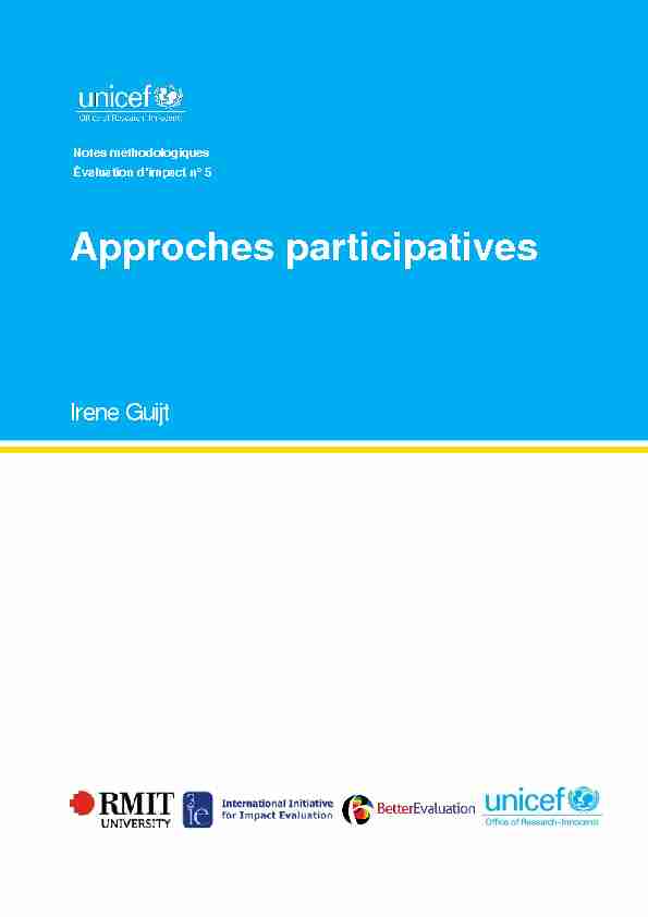 [PDF] Approches participatives - UNICEF Innocenti