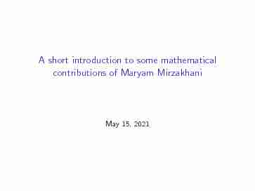 A short introduction to some mathematical contributions of Maryam