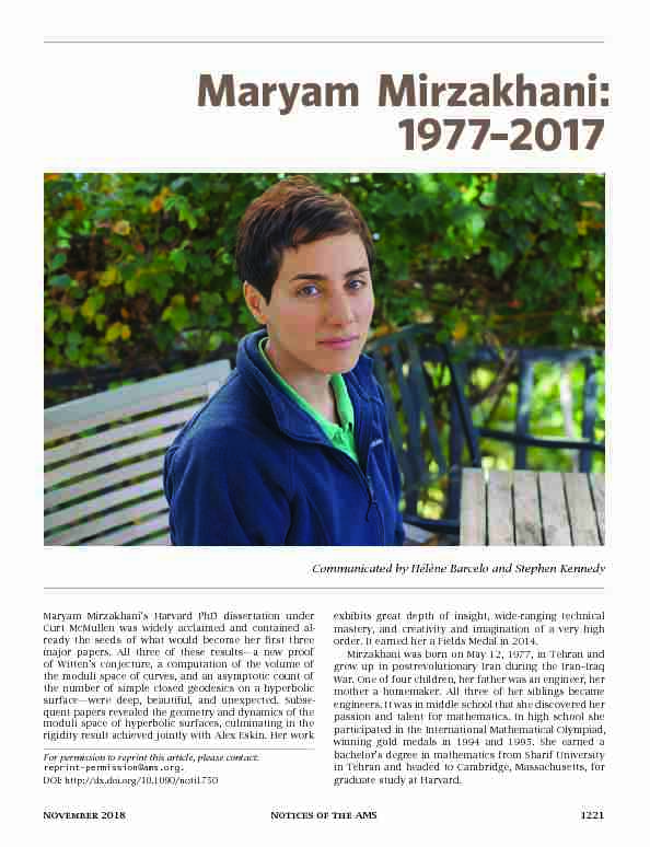 Maryam Mirzakhani - American Mathematical Society