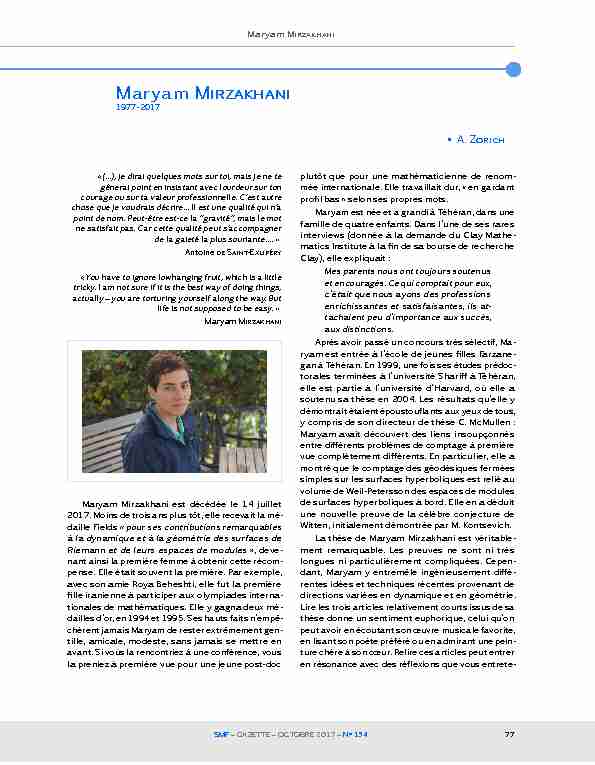[PDF] Maryam Mirzakhani