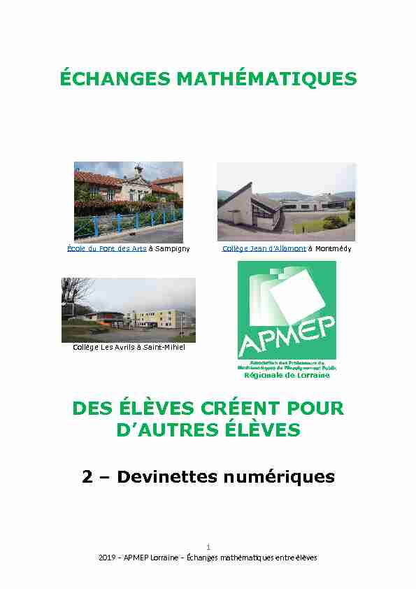 [PDF] 2019-2 Devinettes numériques - APMEP Lorraine