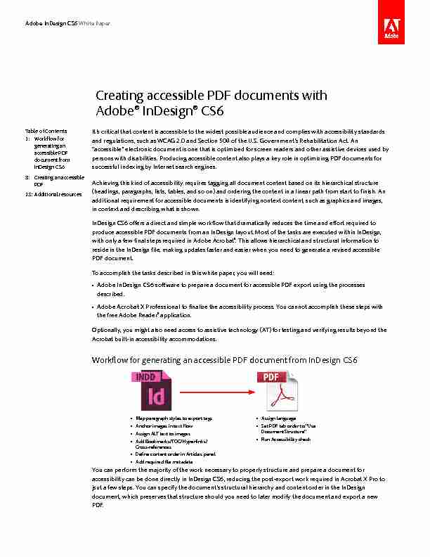 Creating accessible PDF documents with Adobe InDesign CS6