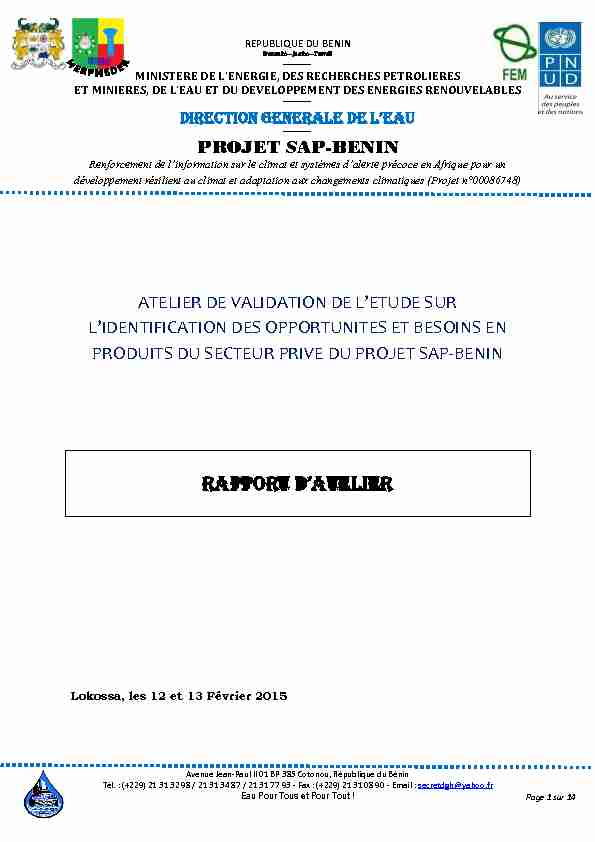 [PDF] RAPPORT DATELIER - UNDP