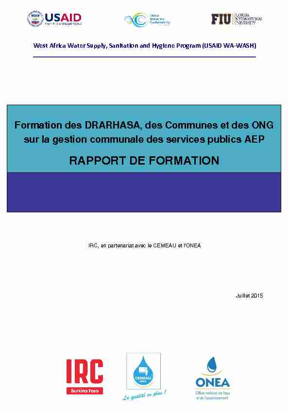 [PDF] RAPPORT DE FORMATION - IRC Wash