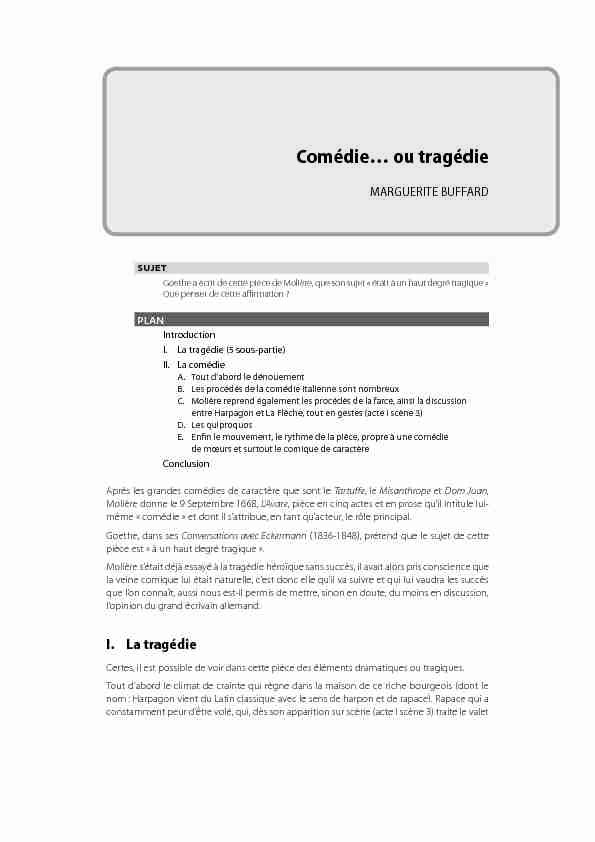 [PDF] Comédie ou tragédie